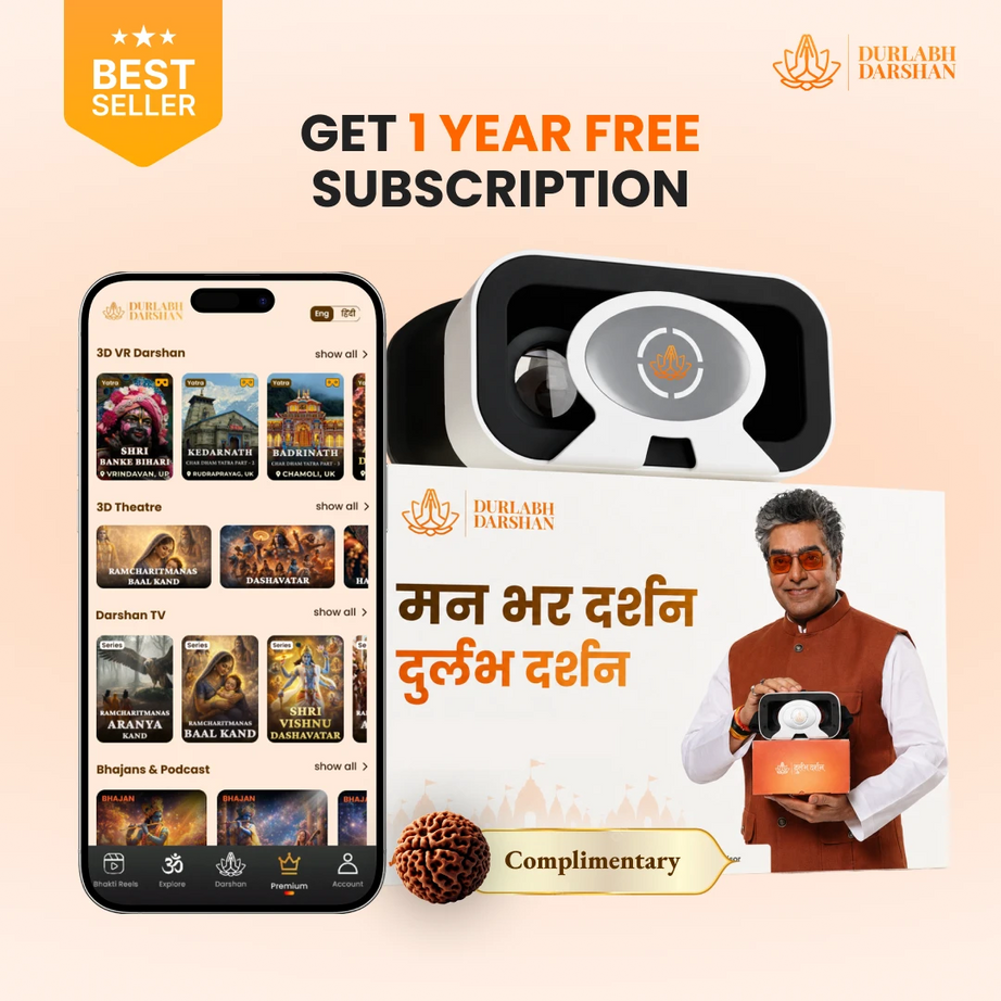 Durlabh Darshan with VR Headset + 1 Year App Subscription + Complimentary Abhimantrit Rudraksha