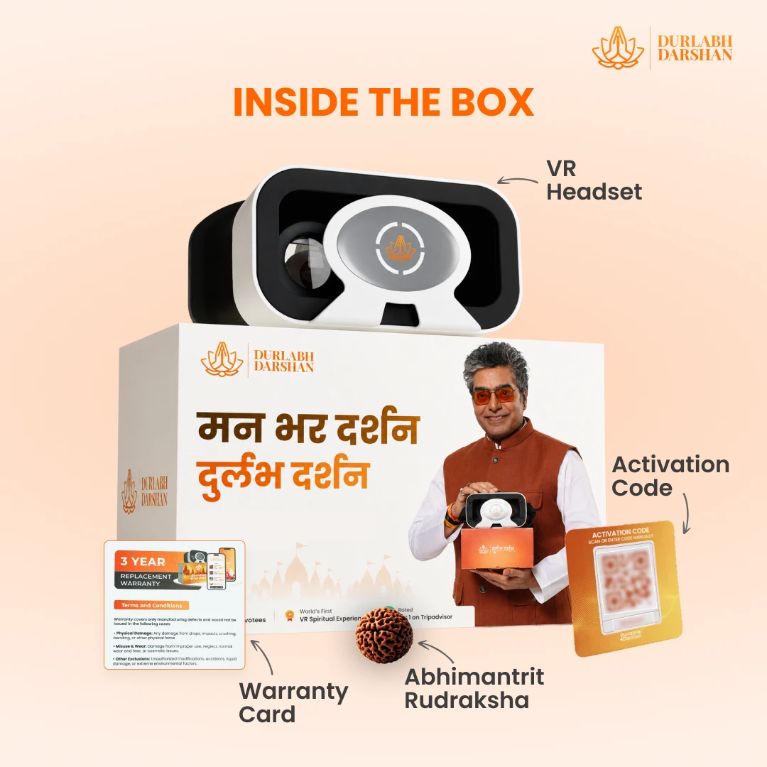 Durlabh Darshan with VR Headset + 1 Year App Subscription + Complimentary Abhimantrit Rudraksha