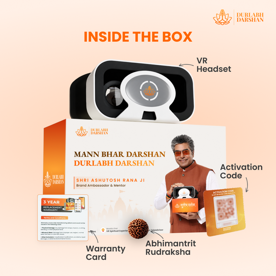 Durlabh Darshan with VR Headset + 1 Year App Subscription + Complimentary Abhimantrit Rudraksha