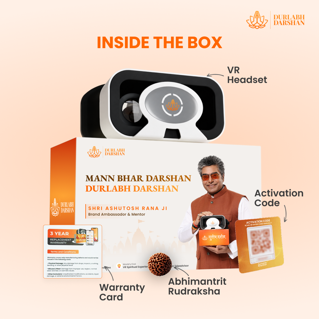 Durlabh Darshan with VR Headset + 1 Year App Subscription + Complimentary Abhimantrit Rudraksha